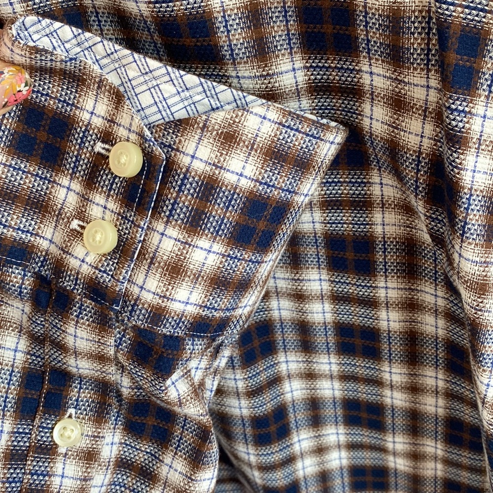 Thomas Dean Plaid Button Down Size Large - image 5